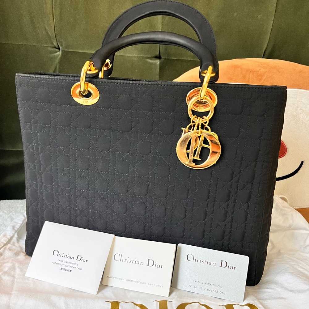 💯 Authentic CHRISTIAN DIOR Handbag Cannage Black  Medium